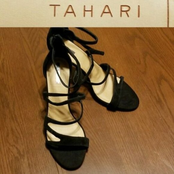 Tahari Shoes - Tahari | Black Ninja Strappy Fox Suede Sandals Heels 7.5 Shoes